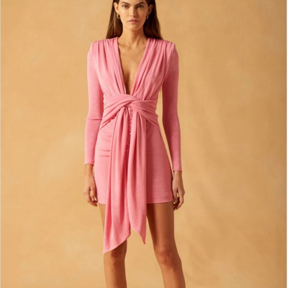 MISHA COLLECTION Pink Draped Mini Dress